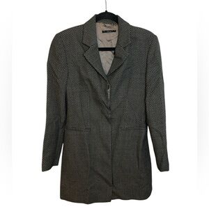Sisley Gray and Cream Polka Dot Wool Longline Blazer